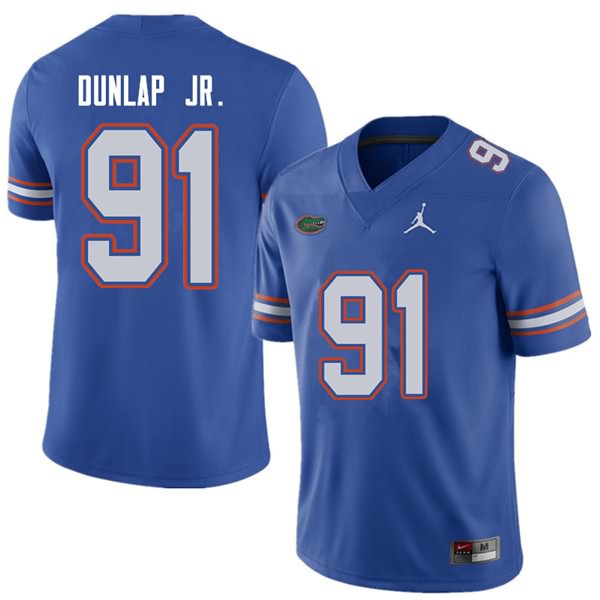 NCAA Florida Gators Marlon Dunlap Jr. Men's #91 Jordan Brand Royal Stitched Authentic College Football Jersey HGL3364WL